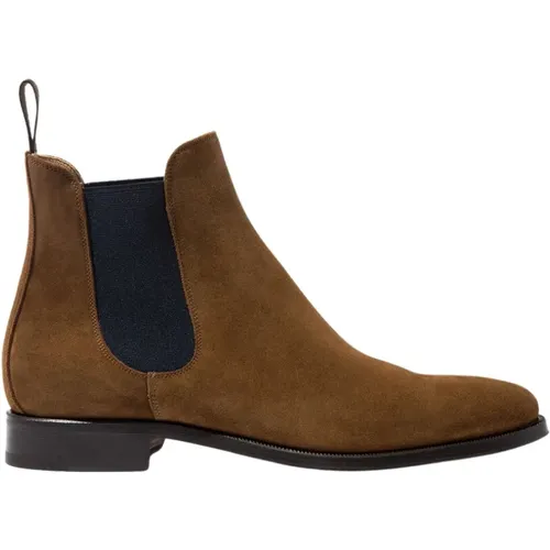 Handgefertigte Tabacco Suede Chelsea Stiefel , Herren, Größe: 40 EU - Scarosso - Modalova