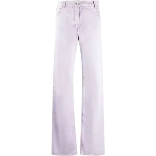 Jeans mit geradem Schnitt, Kontrastnähten und gesticktem Logo , Damen, Größe: M - Nina Ricci - Modalova
