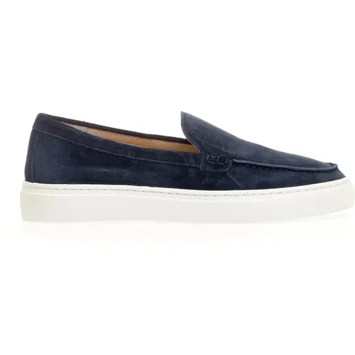 Blaue Wildleder Loafer Weiße Gummisohle , Damen, Größe: 36 EU - Doucal's - Modalova