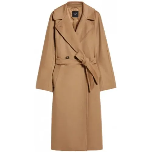 Beige Double-Breasted Coat , female, Sizes: M - Max Mara - Modalova