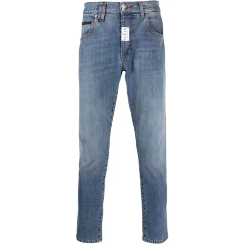Blaue Skinny Jeans mit niedrigem Bund - Philipp Plein - Modalova
