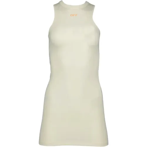 Ärmelloses Kleid mit Logo-Print , Damen, Größe: S - Off White - Modalova