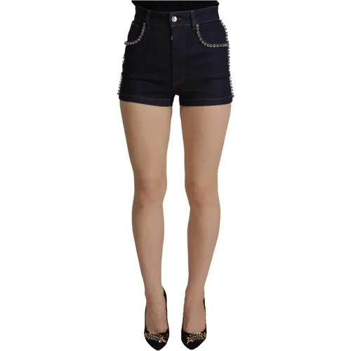 Denim Crystal Hot Pants Shorts , female, Sizes: S, 2XS - Dolce & Gabbana - Modalova