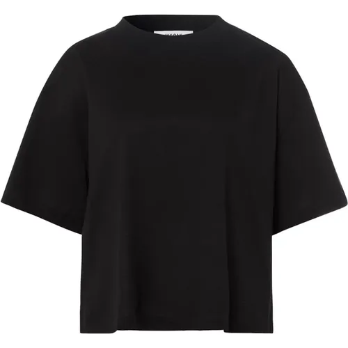 Boxy Baumwoll T-Shirt in Schwarz , Damen, Größe: 2XS - IVY OAK - Modalova