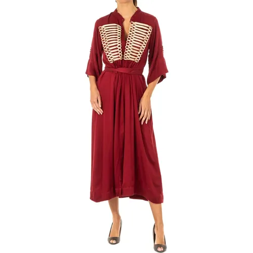 Stylish 3/4 Sleeve Dress in Burgundy , female, Sizes: S, L, 2XL, M, XL - LA MARTINA - Modalova