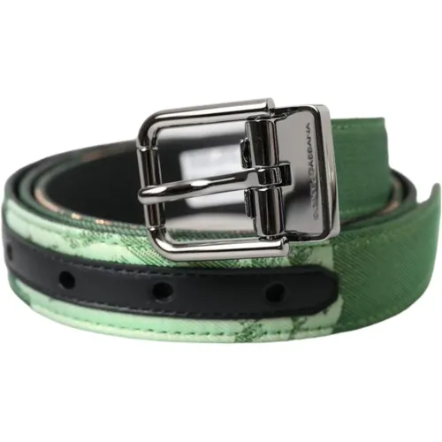 Leather Jacquard Metal Buckle Belt , male, Sizes: 90 CM - Dolce & Gabbana - Modalova