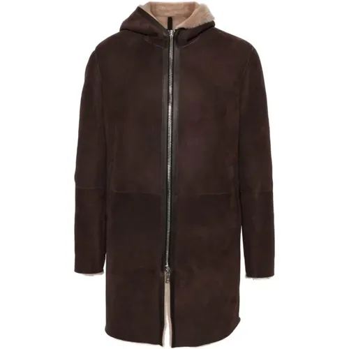 Chocolate Suede Hooded Coat , male, Sizes: M, XL - Tagliatore - Modalova