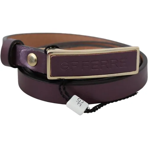 Maroon Leather Belt with Gold-tone Hardware , female, Sizes: 90 CM - Gianfranco Ferré - Modalova
