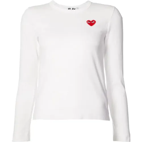 Heart Logo T-Shirt - /Red , female, Sizes: L - Comme des Garçons Play - Modalova