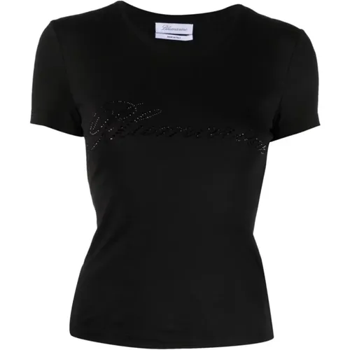 Logo-Embellished Cotton T-Shirt , female, Sizes: S, L, XS - Blumarine - Modalova