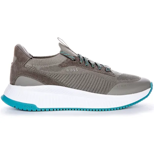 Elegant Laceup Trainers in Grey Blue , male, Sizes: 12 UK, 10 UK, 8 UK, 7 UK, 9 UK, 11 UK - Boss - Modalova