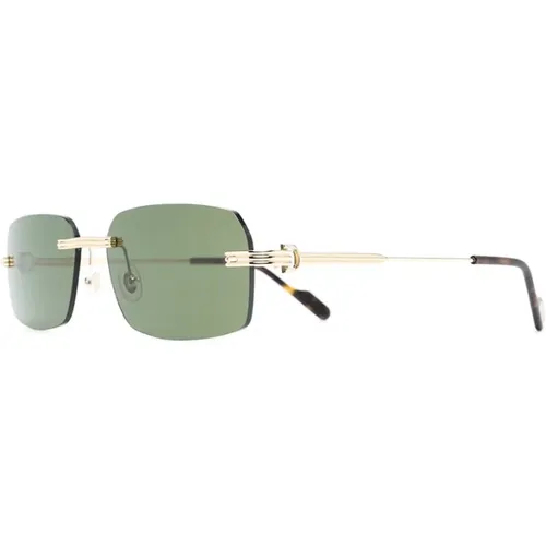 Gold Sunglasses with Original Case , male, Sizes: 58 MM - Cartier - Modalova