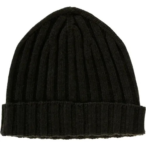 Kaschmir Rippstrick Beanie Mütze Grün Italien,Kaschmir Rippmütze,Schwarze Cashmere Rippstrick Beanie Mütze,Kaschmir Rippstrick Beanie Mütze,Kasch - Hindustrie - Modalova