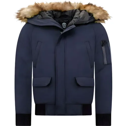 Kurze Herren Winterjacke - Kunstfellkragen , Herren, Größe: S - Enos - Modalova