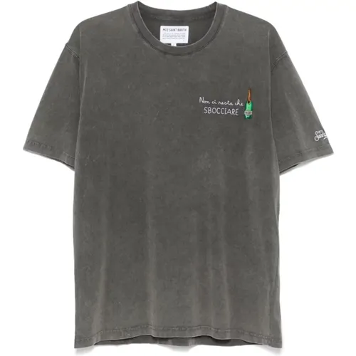 Grey Cotton Jersey T-shirt with Logo , male, Sizes: L, S - MC2 Saint Barth - Modalova