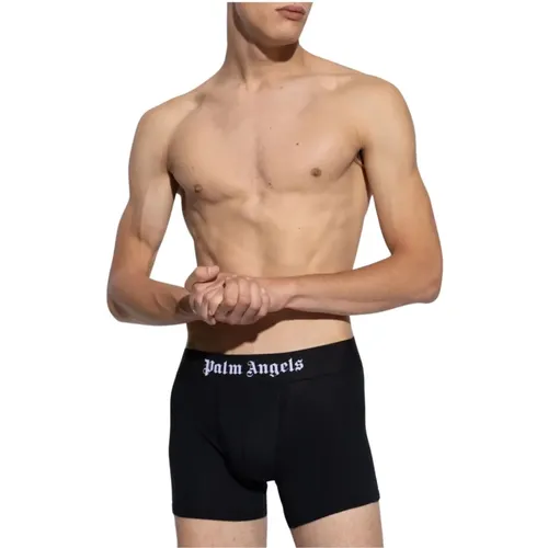 Schwarze Herrenboxershorts mit Logo , Herren, Größe: M - Palm Angels - Modalova