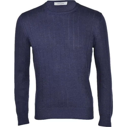 Linen Cotton Crew-Neck Sweater , male, Sizes: 2XL, M - Gran Sasso - Modalova