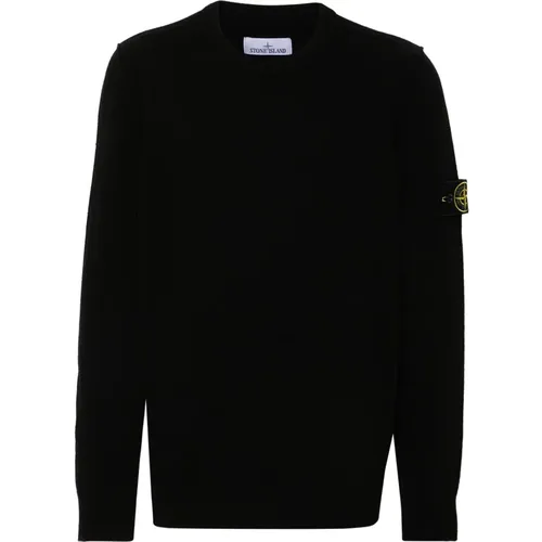 Lambswool Crew Neck Knitwear with Ribbed Collar , male, Sizes: L, M, S - Stone Island - Modalova