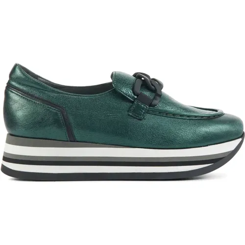 Grüne Slip-on Schuhe , Damen, Größe: 39 1/2 EU - Softwaves - Modalova