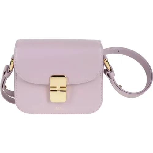Lavendelfarbene Leder Mini Tasche mit Verstellbarem Schulterriemen , Damen, Größe: ONE Size - A.p.c. - Modalova