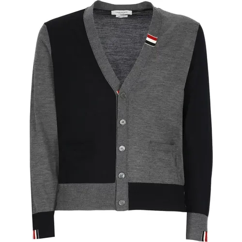 And Grey Wool Cardigan , male, Sizes: XL - Thom Browne - Modalova