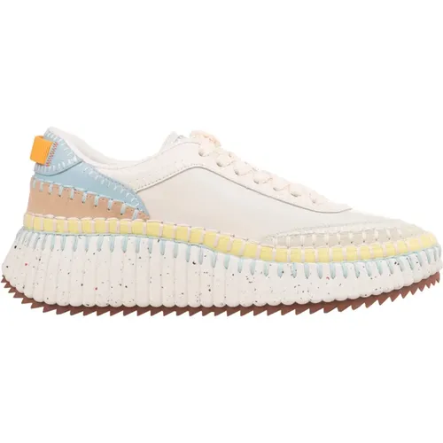 Leather Sneakers with Contrasting Inserts , female, Sizes: 7 UK, 4 UK, 8 UK - Chloé - Modalova