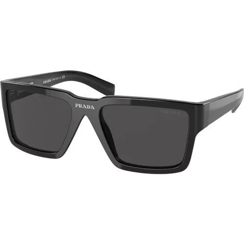 Rechteckige Sonnenbrille - Schwarz , Herren, Größe: ONE Size - Prada - Modalova