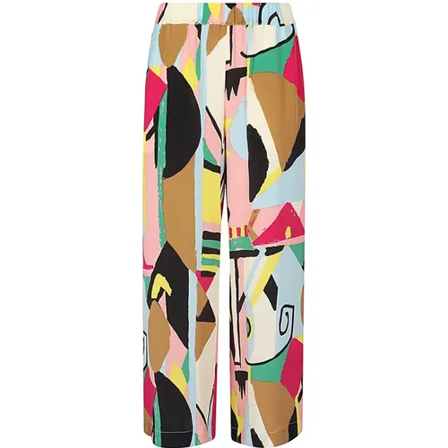 Multicolored Silk Elastic Waist Pants , female, Sizes: 2XS, 4XS, 3XS, XL - Max Mara Weekend - Modalova