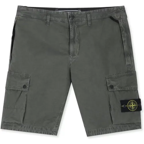Cotton Combat Shorts with Detachable Compass Badge , male, Sizes: W32 - Stone Island - Modalova