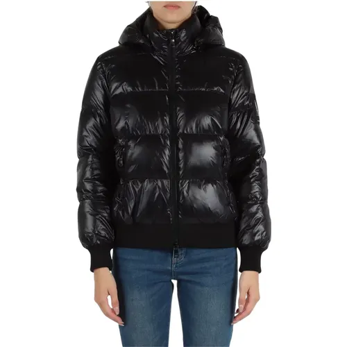 Kurze gesteppte Jacke mit Logopatch , Damen, Größe: M - Armani Exchange - Modalova