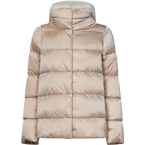 Quilted Coat with Detachable Fur Hood , female, Sizes: L - Herno - Modalova
