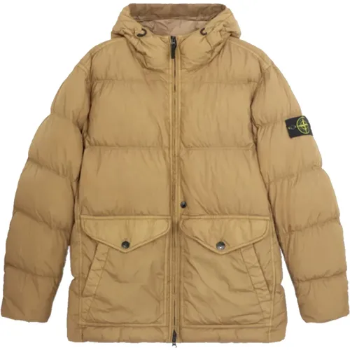 Windproof Crinkle Reps Jacket (Biscotto) , male, Sizes: XL, M, L - Stone Island - Modalova