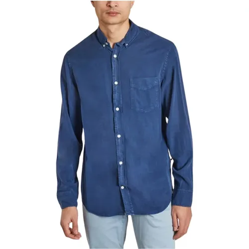 Classic Lyocell Shirt in Sargasso Sea , male, Sizes: S - Nn07 - Modalova