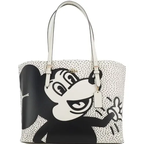 Mickey Mouse X Keith Haring Mollie Große Leder-Schultertasche - Coach - Modalova