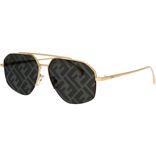 Geometrische Glamour Sonnenbrille mit Verspiegelten Grauen Gläsern - Fendi - Modalova
