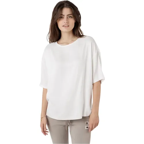 Satin Blouse with Round Neck and Short Sleeves , female, Sizes: XS, S - 10Days - Modalova