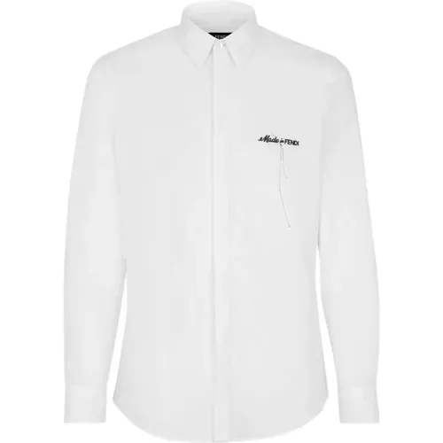 Cotton Shirt with Italian Collar , male, Sizes: XL, L - Fendi - Modalova