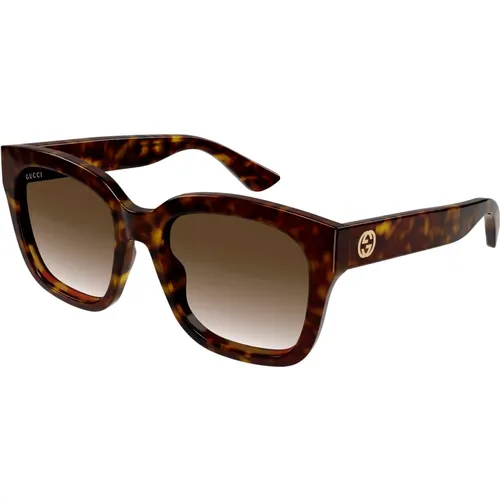 Havana/Braun Getönte Sonnenbrille , Damen, Größe: 54 MM - Gucci - Modalova