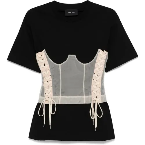 Corset Pane T-Shirt with Lacing Detail , female, Sizes: XS - Simone Rocha - Modalova