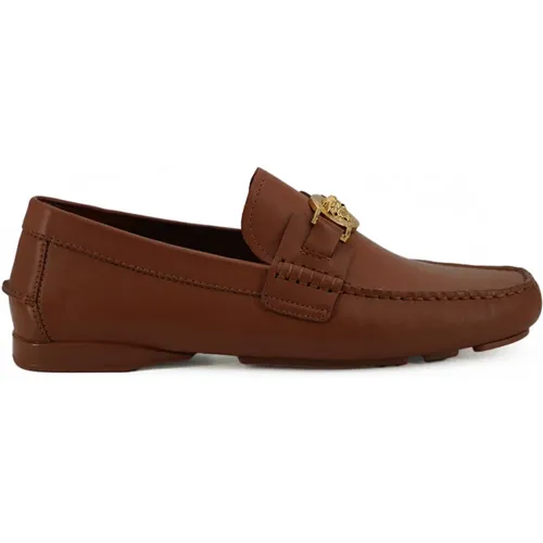 Elegant Leather Loafers with Medusa Embossing , male, Sizes: 6 UK, 9 UK, 7 UK, 8 UK - Versace - Modalova