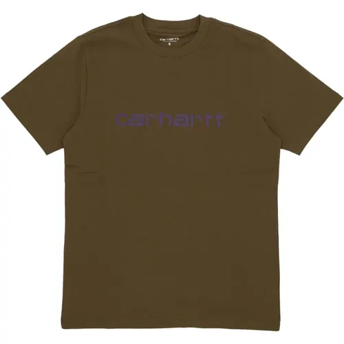 Script Tee Highland/Cassis - Streetwear Kollektion , Herren, Größe: L - Carhartt WIP - Modalova