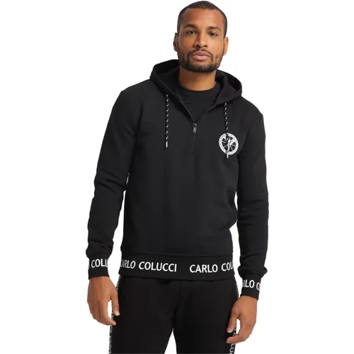 Unique Zip-through Sweatshirt Hoodie , male, Sizes: XS - carlo colucci - Modalova