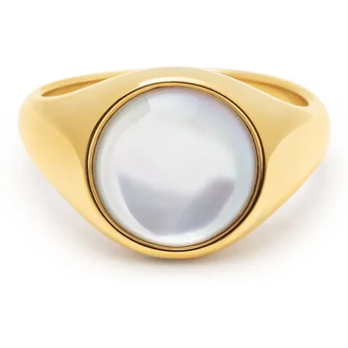 Gold Signet Ring with Pearl Dome , male, Sizes: 64 MM, 56 MM, 62 MM, 58 MM - Nialaya - Modalova