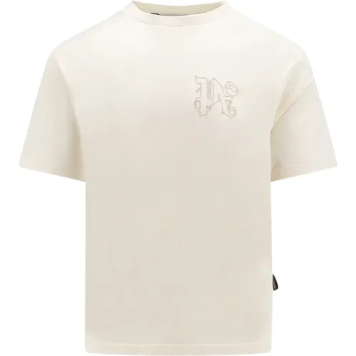 Weißes T-Shirt mit Rundhalsausschnitt , Herren, Größe: S - Palm Angels - Modalova