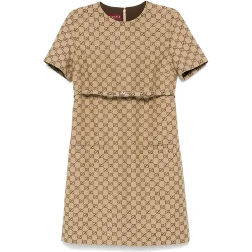 Beige/ GG Supreme Canvas Dress , female, Sizes: M, XS - Gucci - Modalova