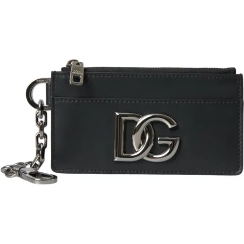 Minimalistische Lederkartenhalter Brieftasche , Herren, Größe: ONE Size - Dolce & Gabbana - Modalova