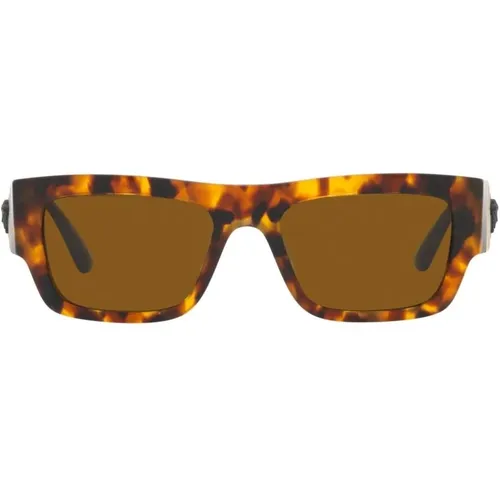 Havana Sunglasses with Dark Bronze , male, Sizes: 53 MM - Versace - Modalova