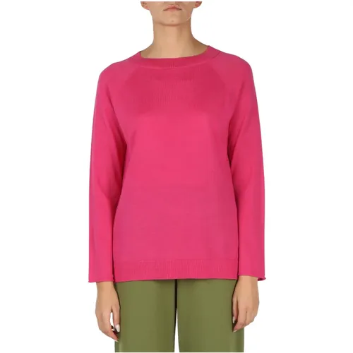 Wool Raglan Sweater in Fuchsia , female, Sizes: S - Maliparmi - Modalova