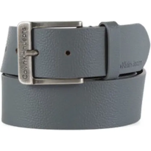 Embossed Leather Belt with Metal Buckle , male, Sizes: 100 CM, 115 CM, 95 CM, 110 CM, 90 CM - Calvin Klein Jeans - Modalova
