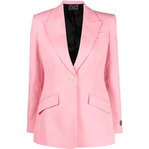 Rosa Logo Jacquard Blazer Versace - Versace - Modalova